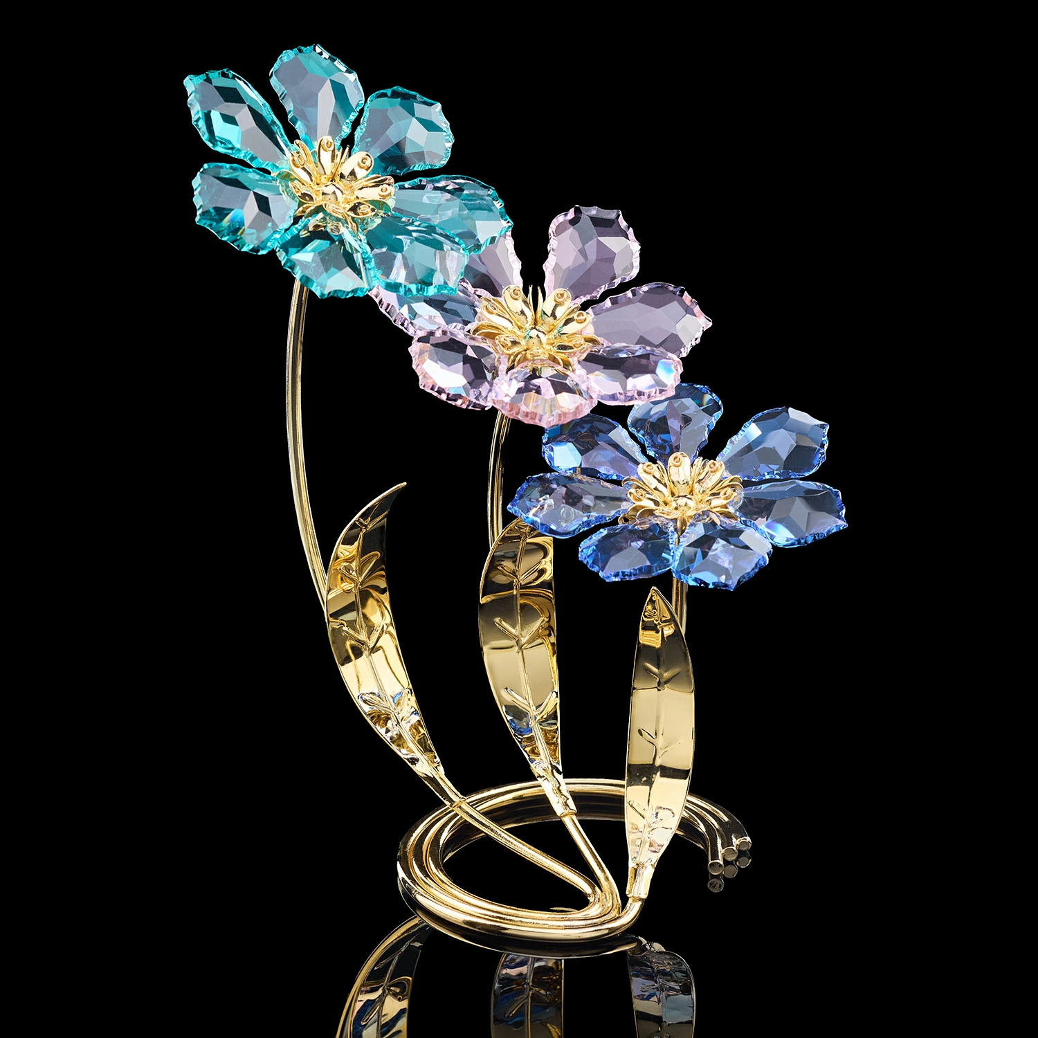 Quà lưu niệm pha lê màu "Ba bông hoa"